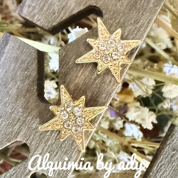 Alquimia Jewelry - Alquimia Gold Star Earrings zirconia pave hypoallergenic